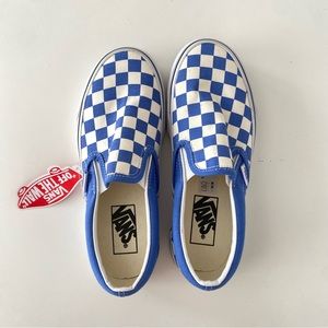 BNWT Vans blue checkered slip ons
